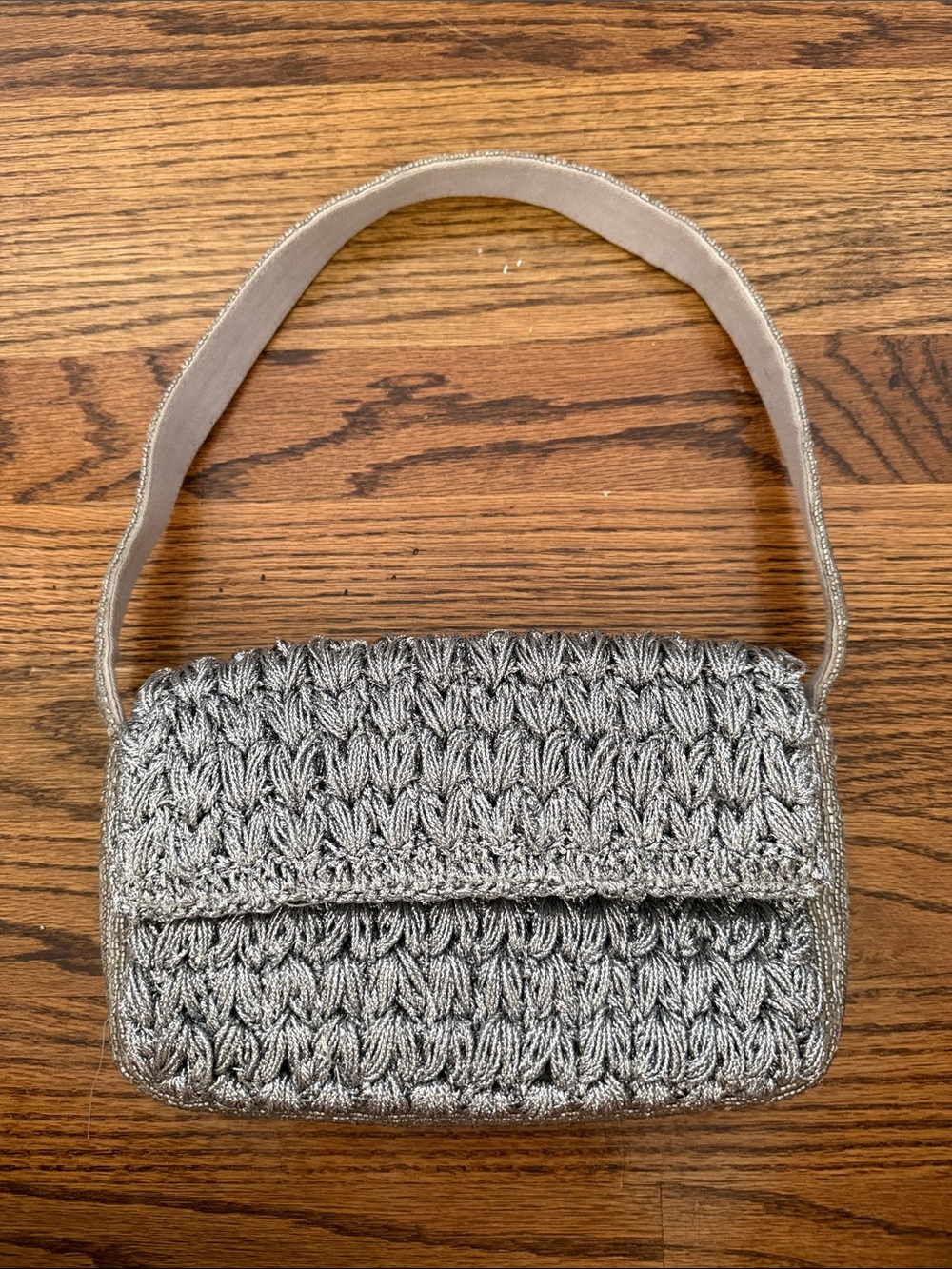 Anthropologie Silver Woven Shoulder Bag